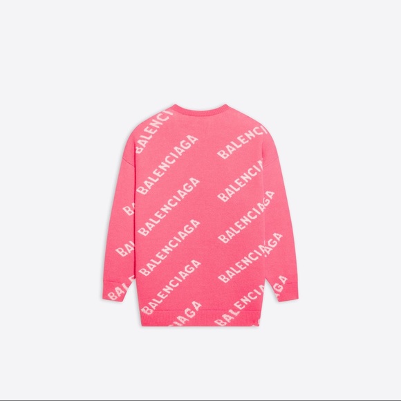 Balenciaga all over logo pink and white sweater